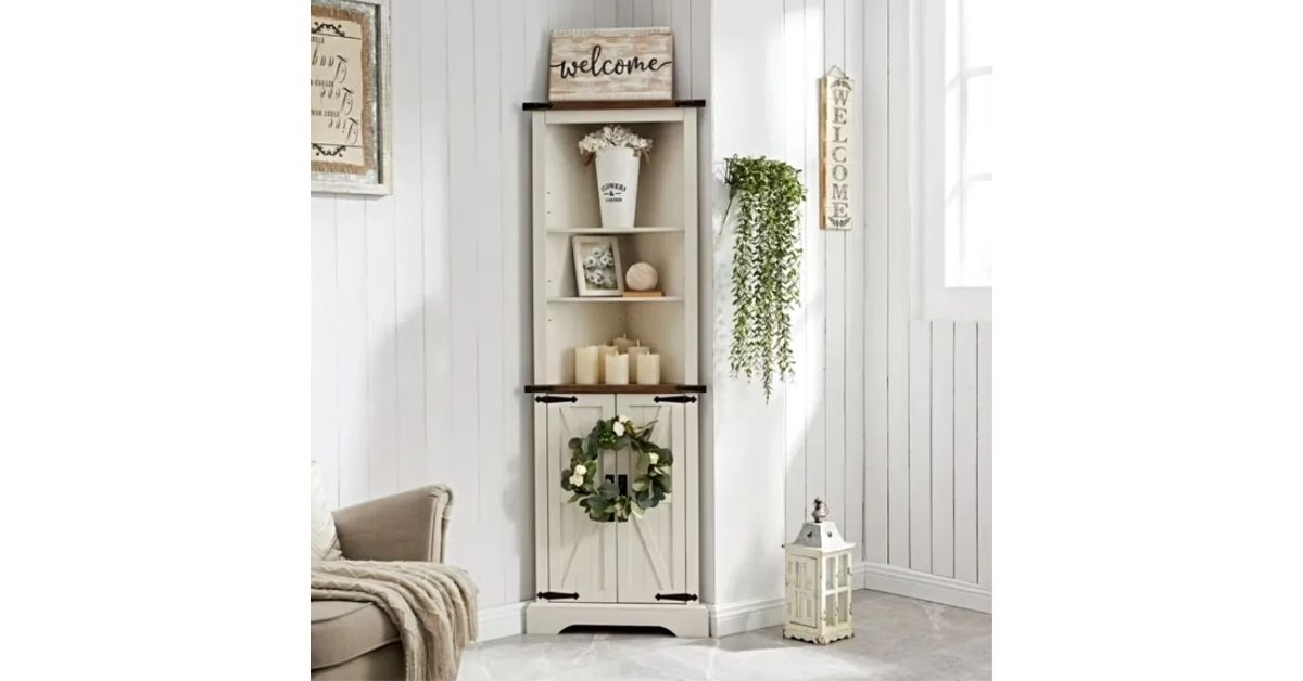Walmart OKD Farmhouse Tall Corner Cabinet