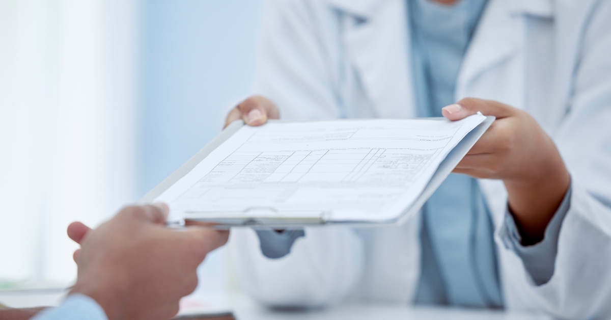 doctor healthcare insurance and patient form for health information