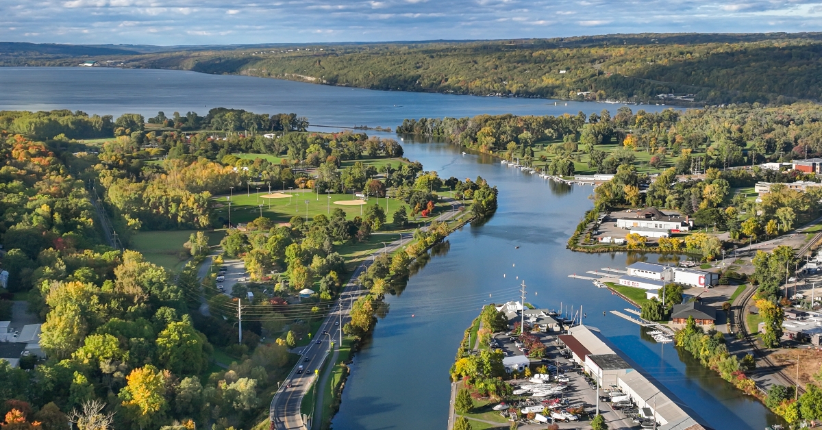 aerial photo view of Ithaca new york