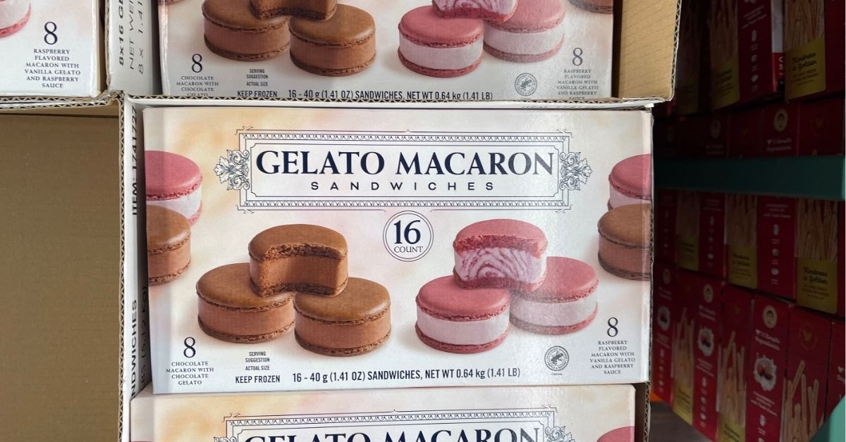 box of gelato macaron sandwiches