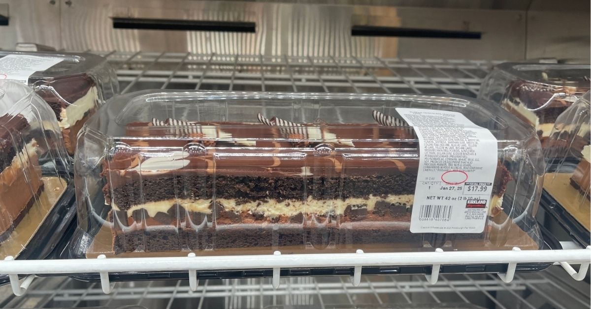 chocolate mousse cake on display