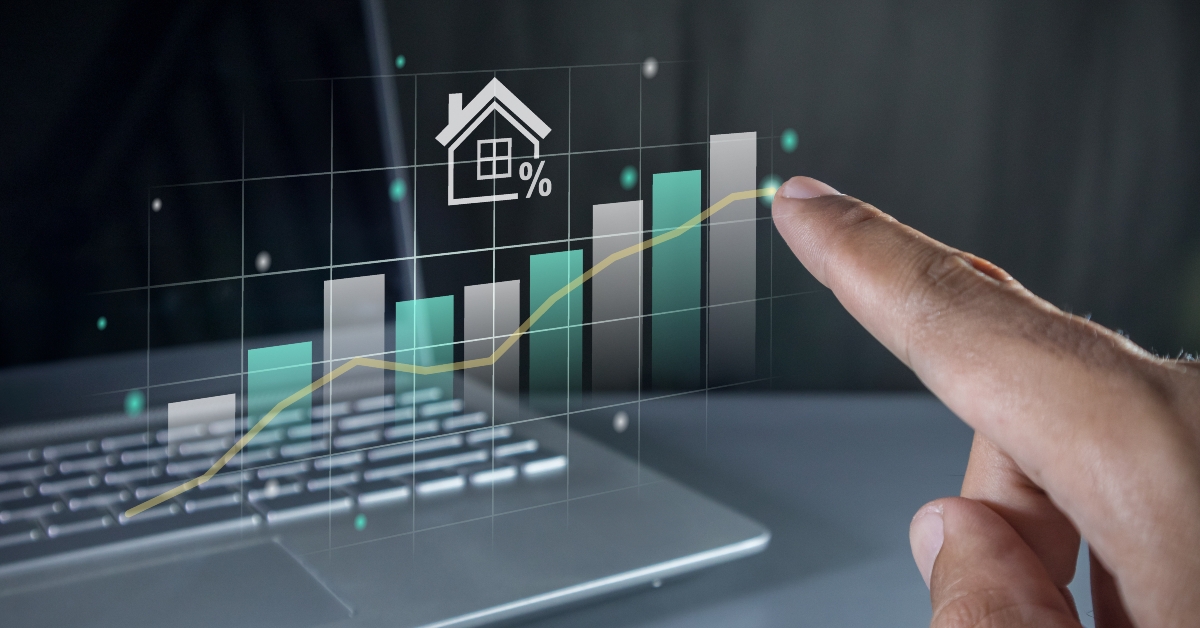 hand pointing to a virtual graph