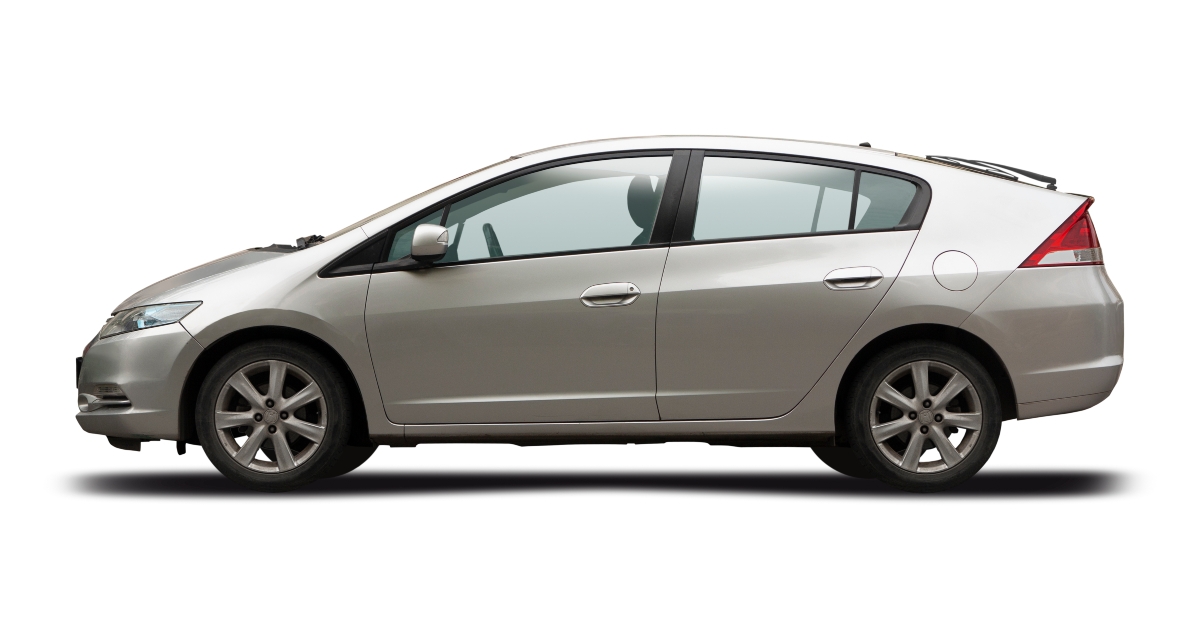 Honda Insight hybrid electric car, side view