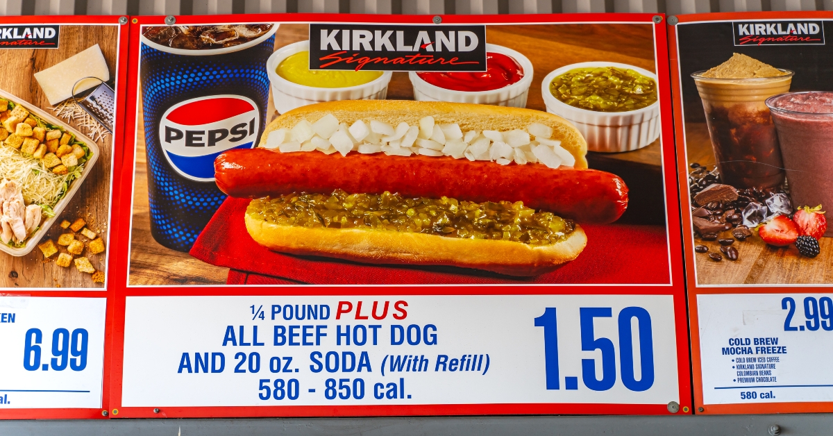 Famous all beef hot dog and fountain drink