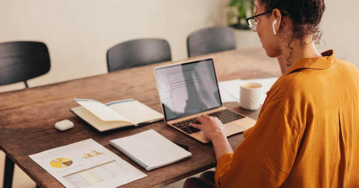 business woman working remotely from home 