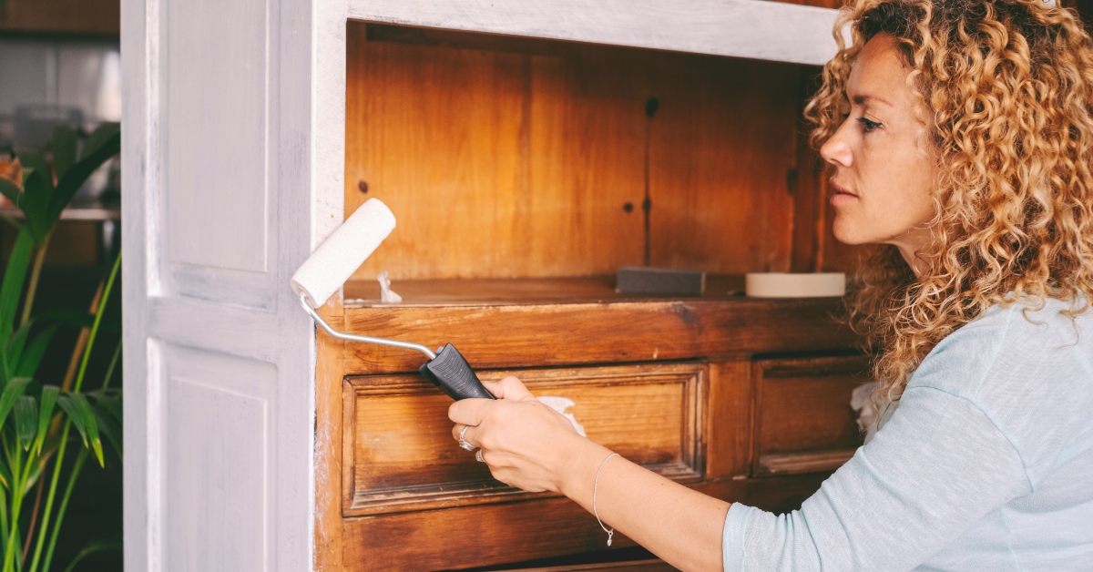 painting an old antique recycled cabinet