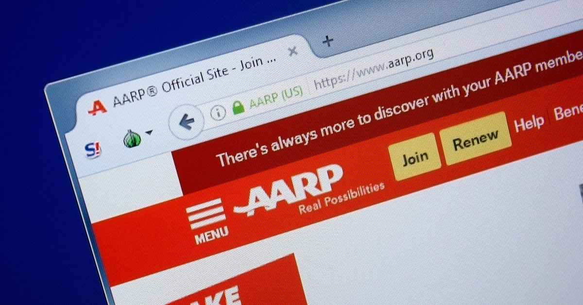homepage of aarp website