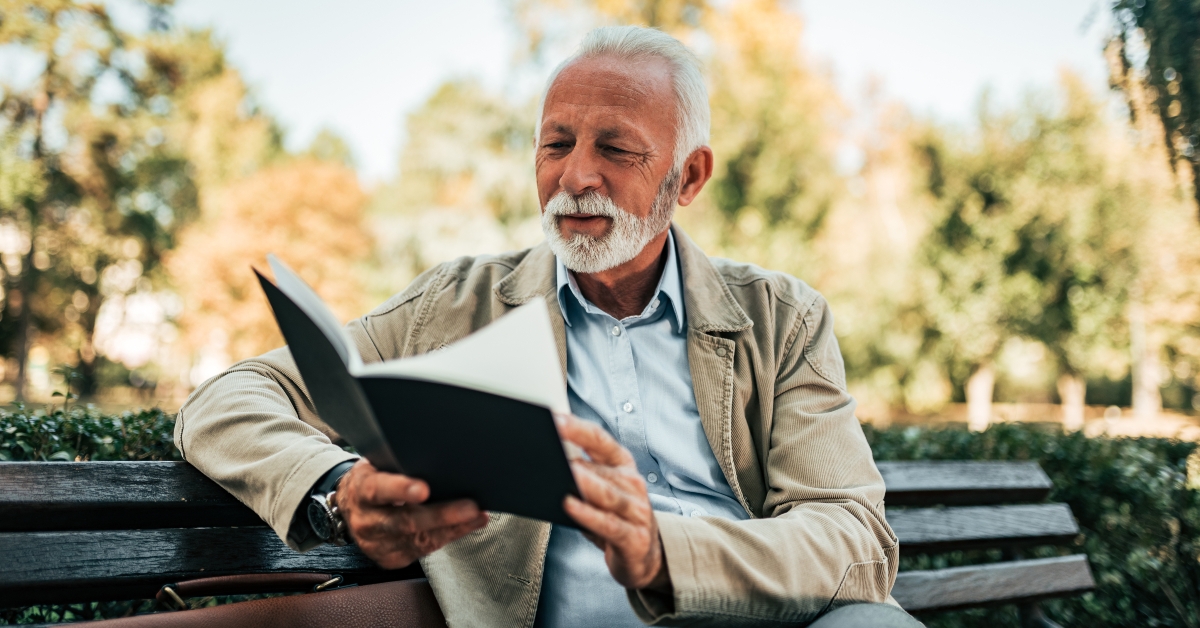 reading a book in the park