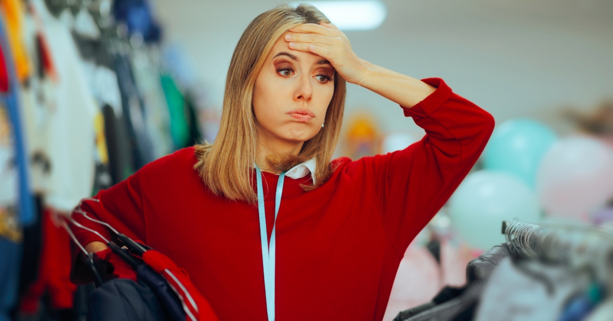 Stressed retail employee