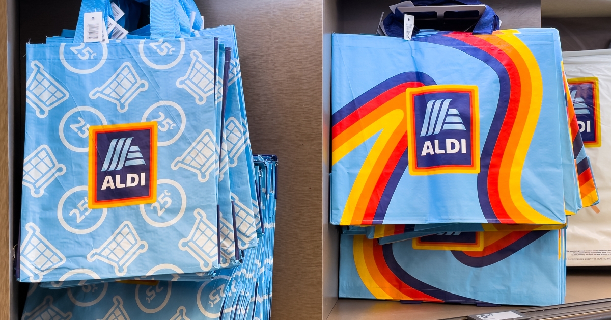 Aldi reusable grocery canvas shopping bags