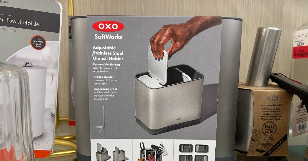 adjustable steel utensil holder