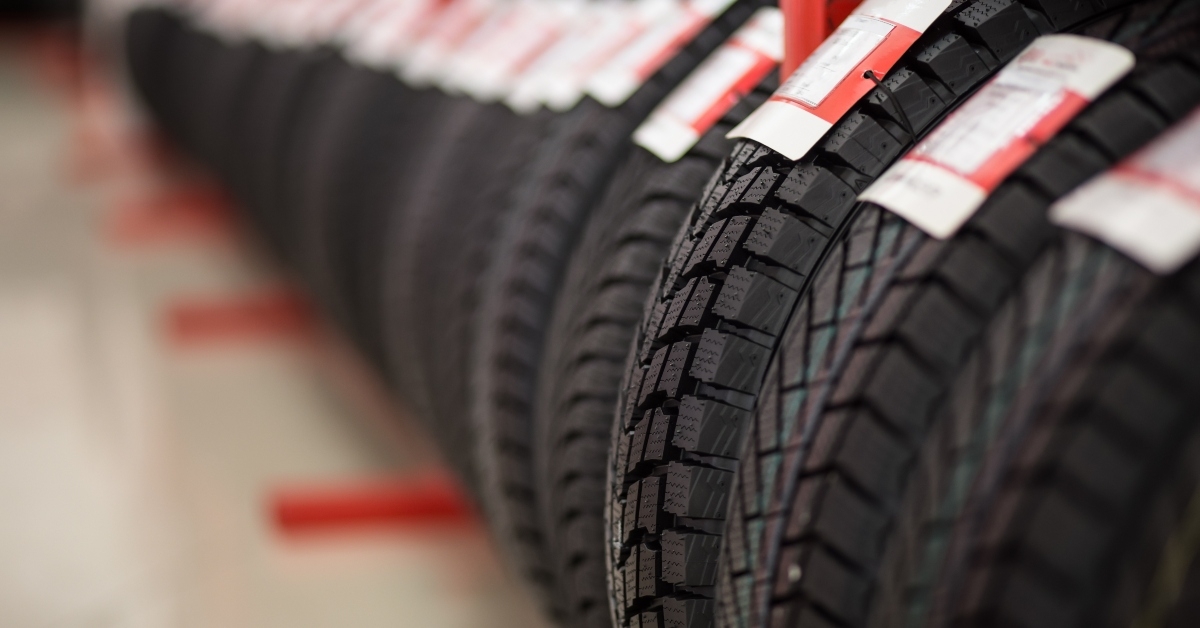 car tires on showcase