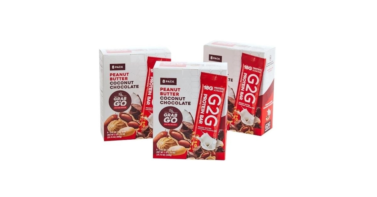 G2G Peanut Butter Coconut Chocolate Protein Bars