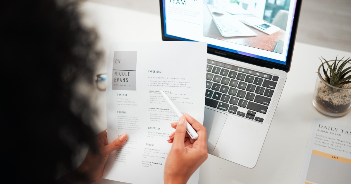 person reading resume