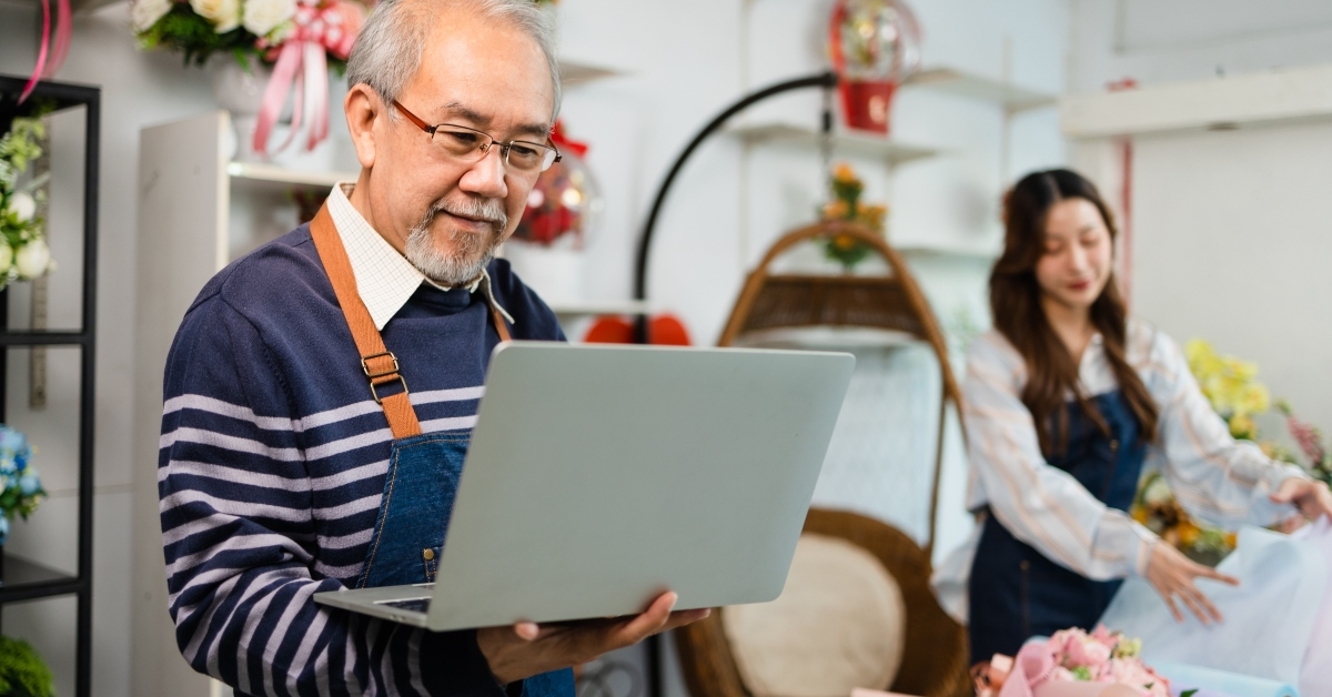 senior man florist