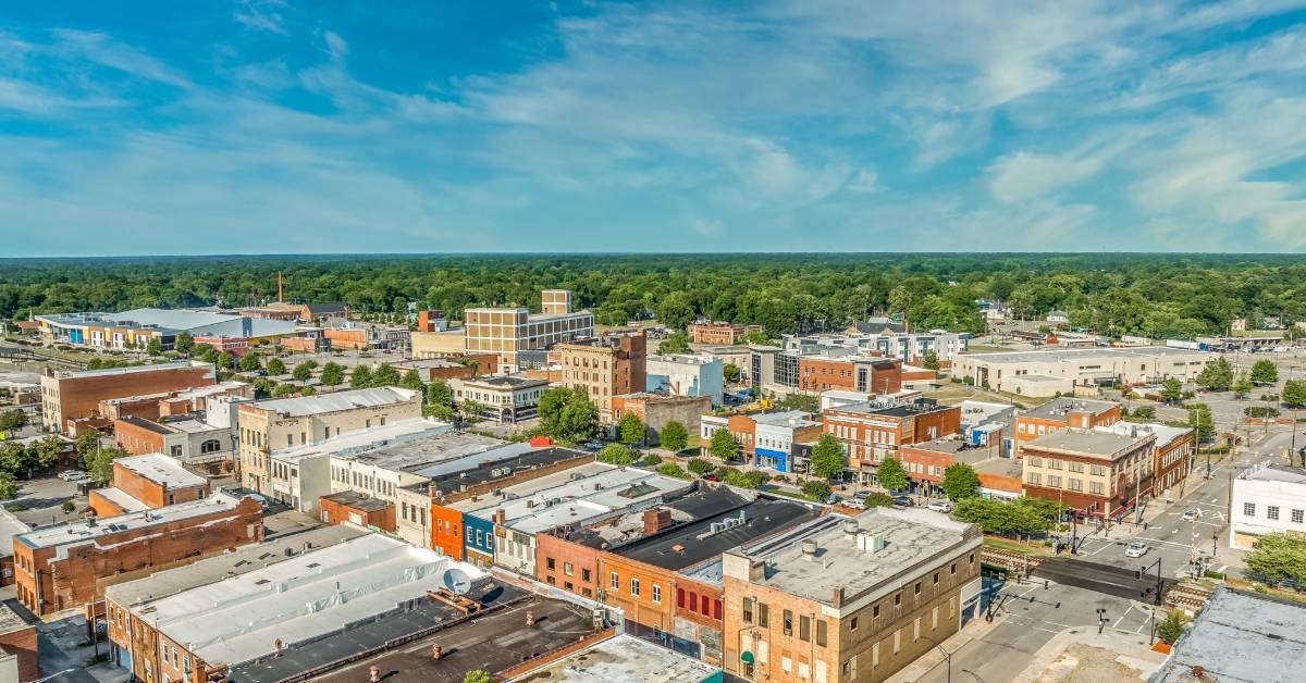 Aerial view of Rocky Mount Nash County North Carolina