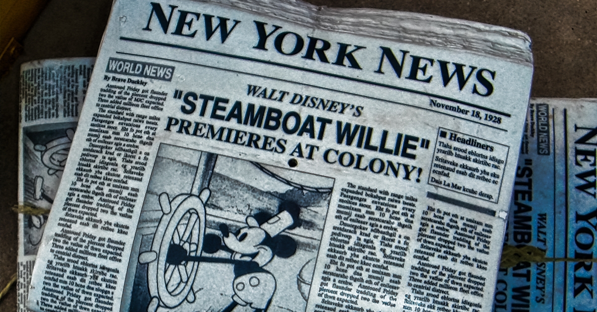 old newspaper reporting on mickey mouse