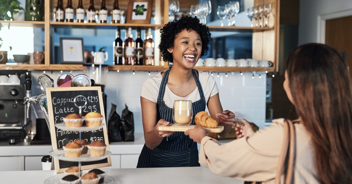 payment or order on counter at coffee shop