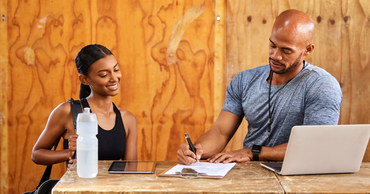 personal trainer happy woman or man