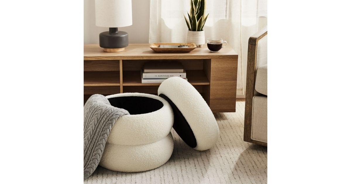 boucle cloud storage ottoman