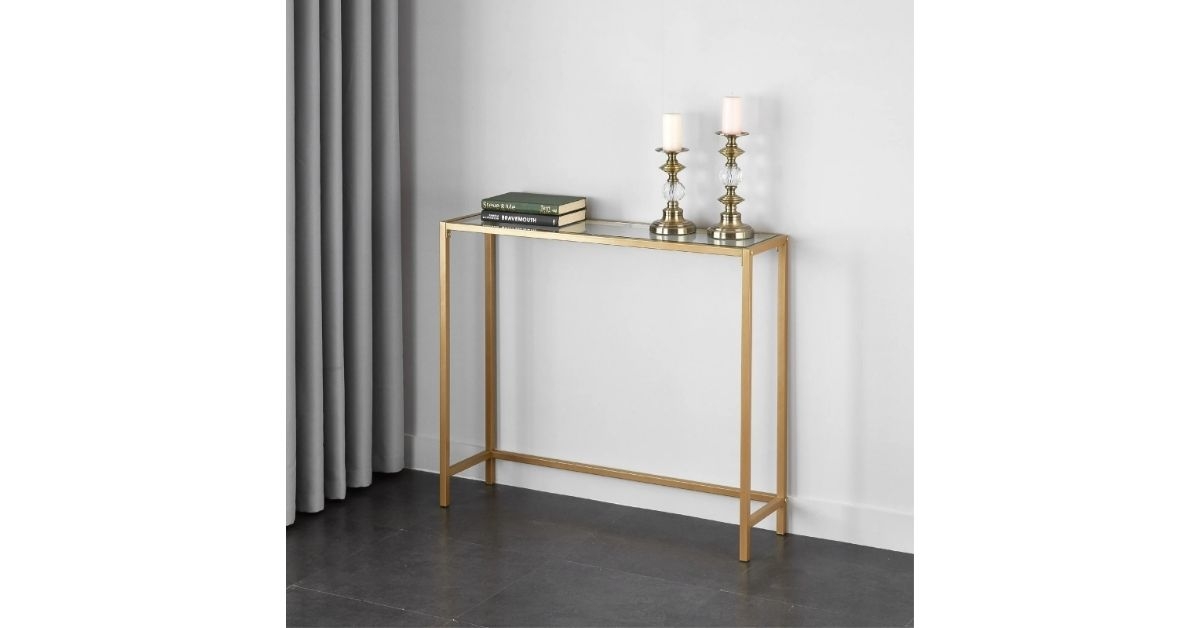 tempered glass and metal console table