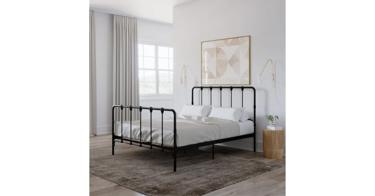 metal bed queen black