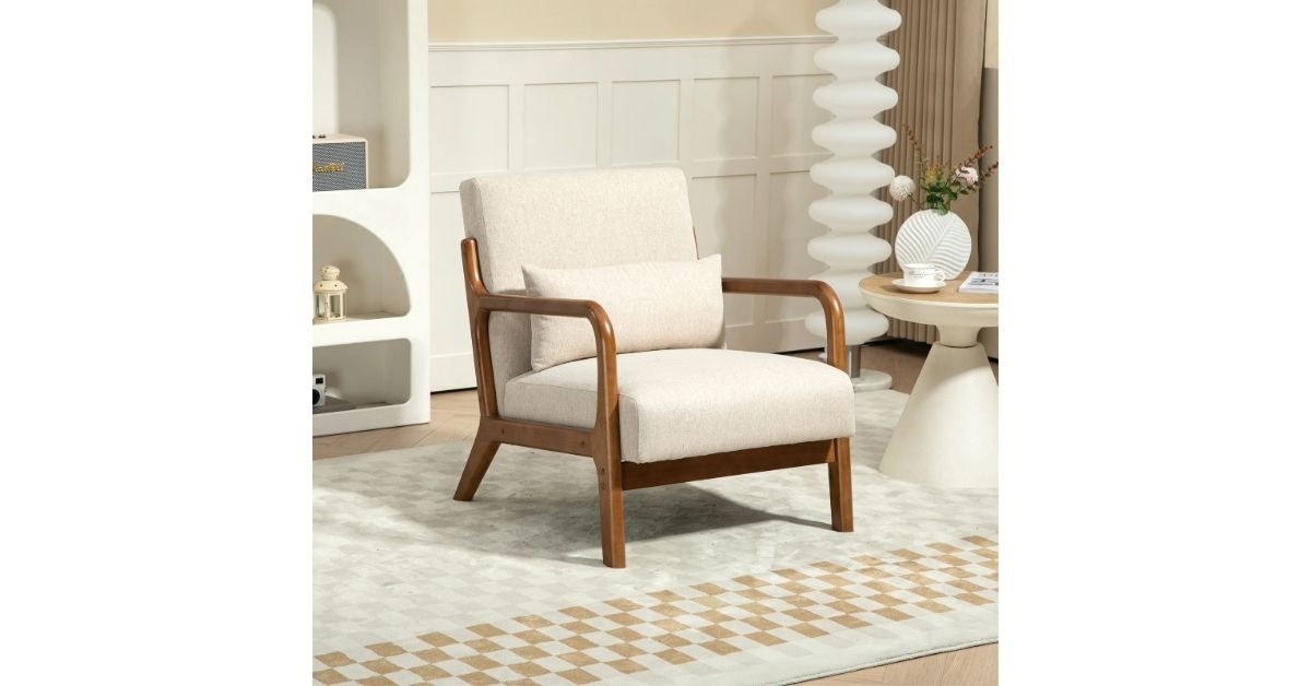 wood arm accent chair