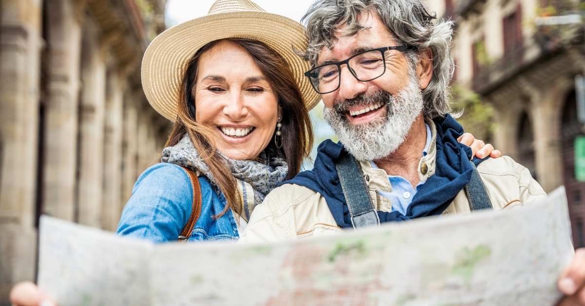 tourists sightseeing city street 
