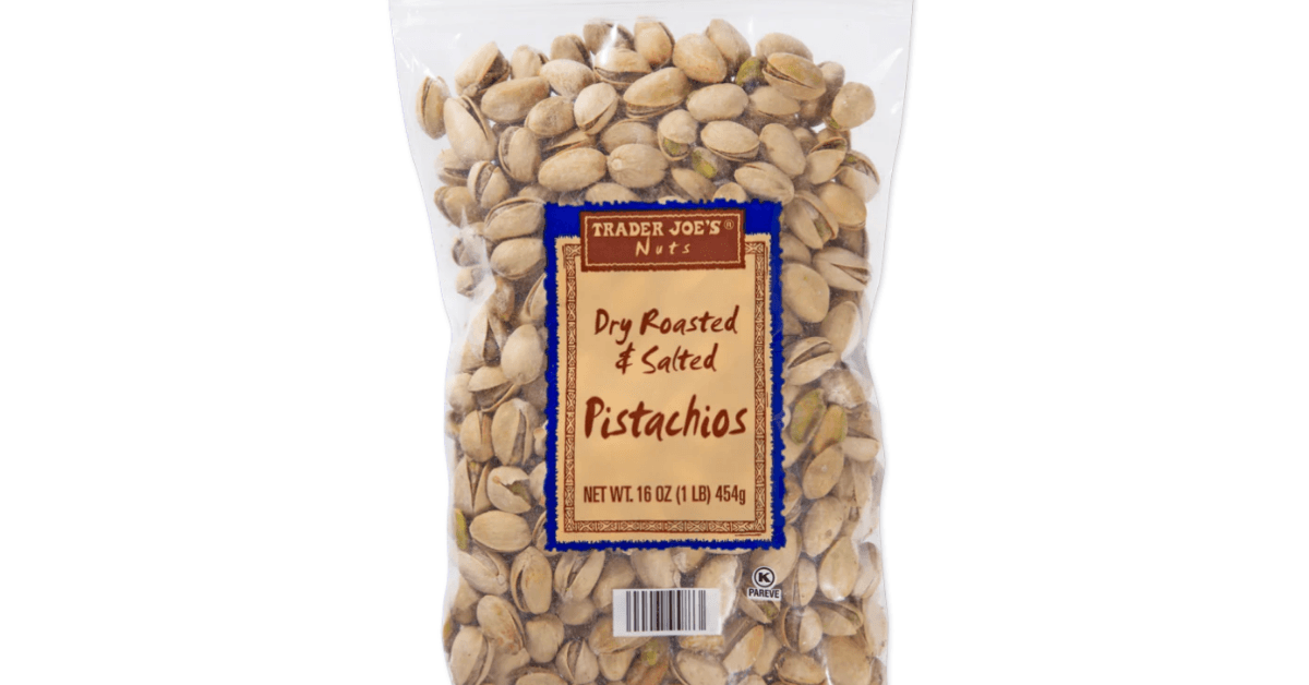 Bag of dry roasted pistachios from Trader Joe's