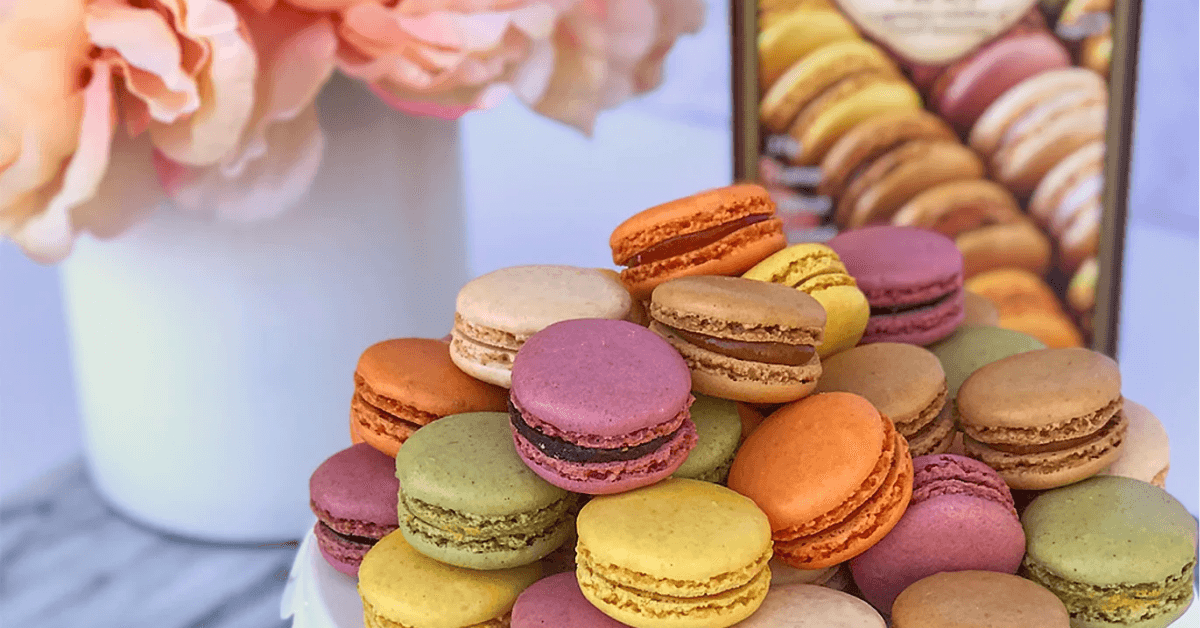 Variety of colorful macarons