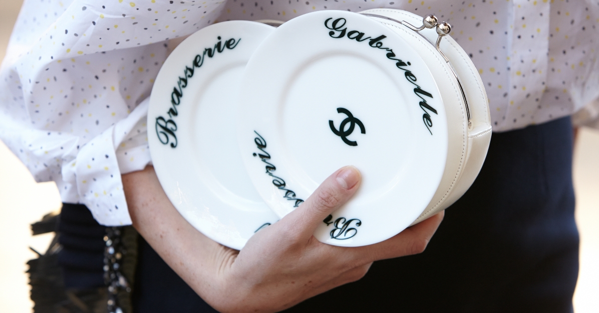 woman with chanel dish bag