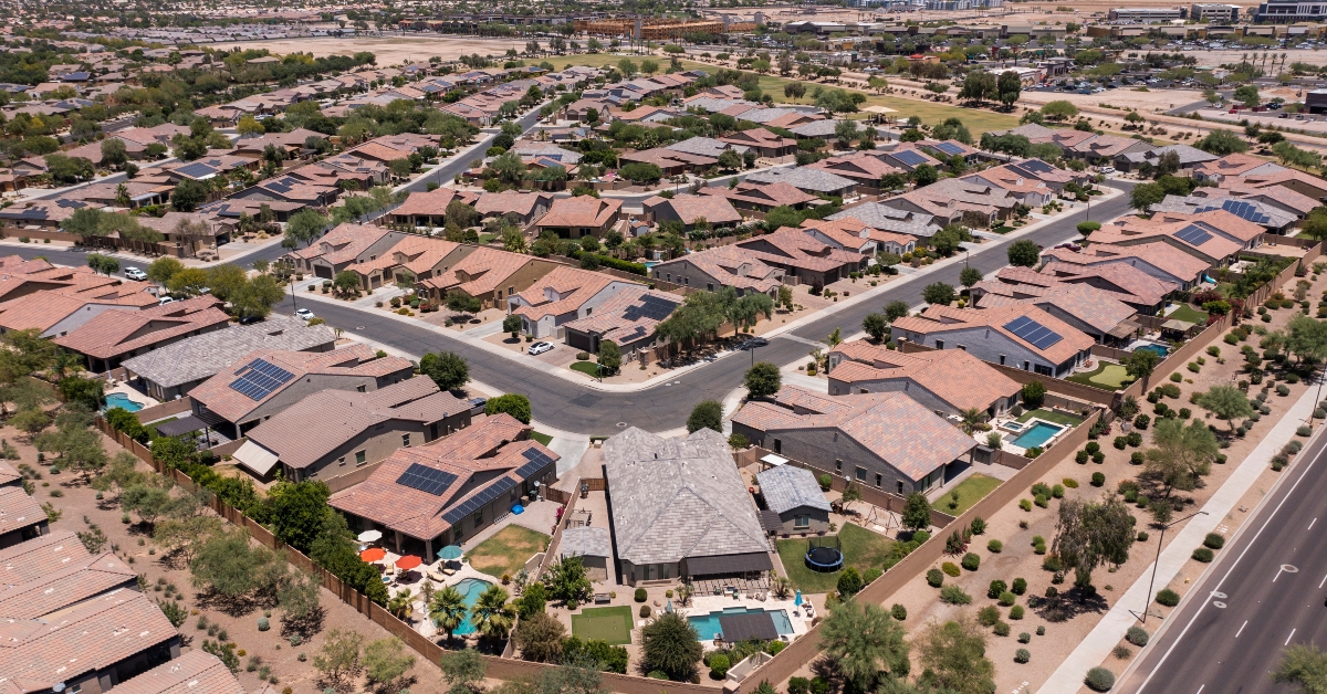 aerial view of single family housing