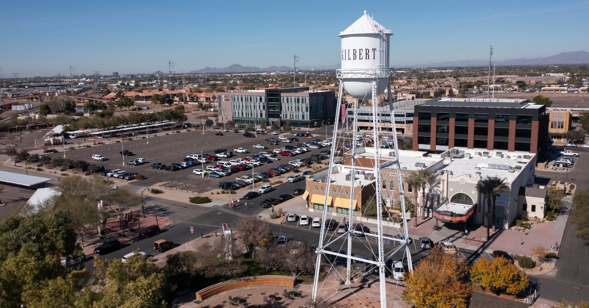 water tower of downtown gilbert
