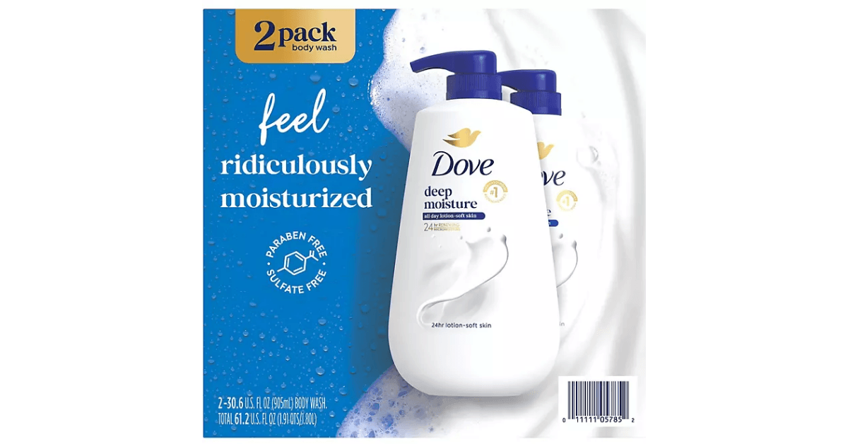 Box with two pack of Dove body wash