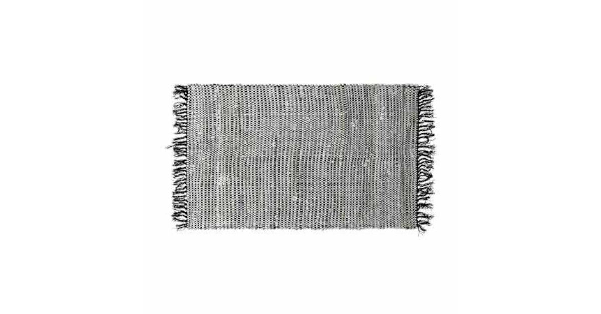 black and white chindi rug