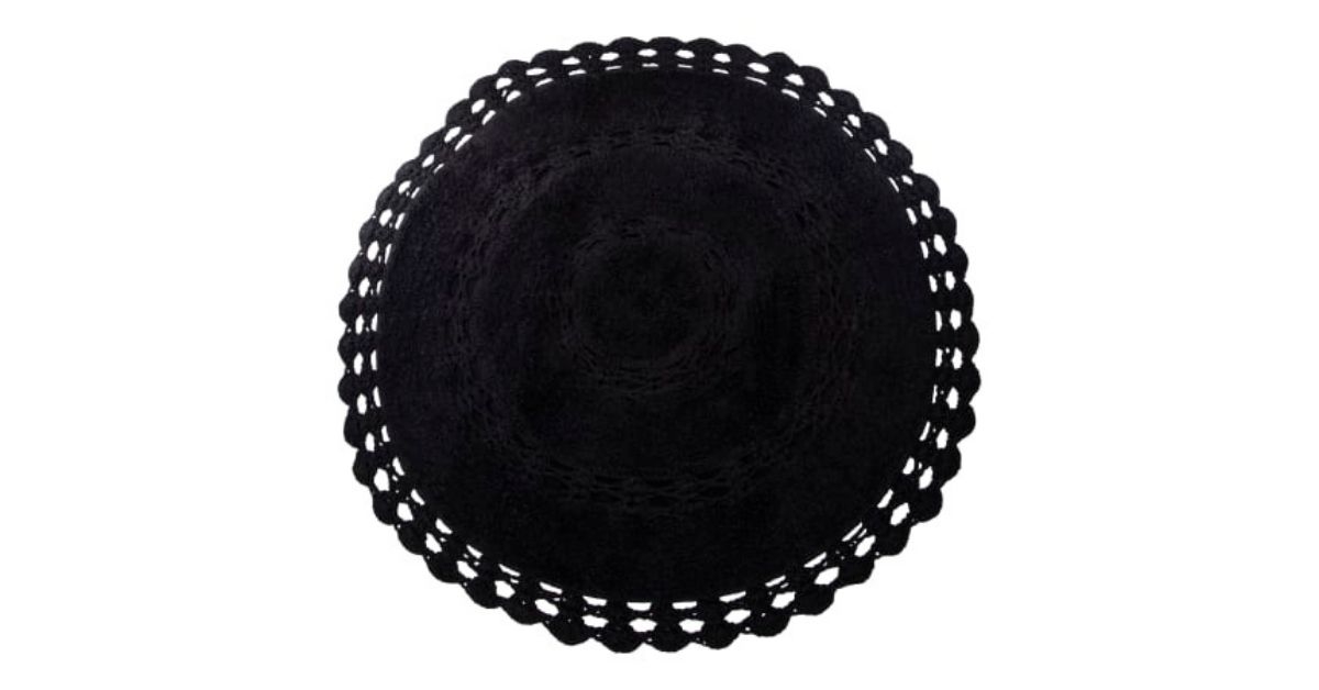cotton crochet round rug in black