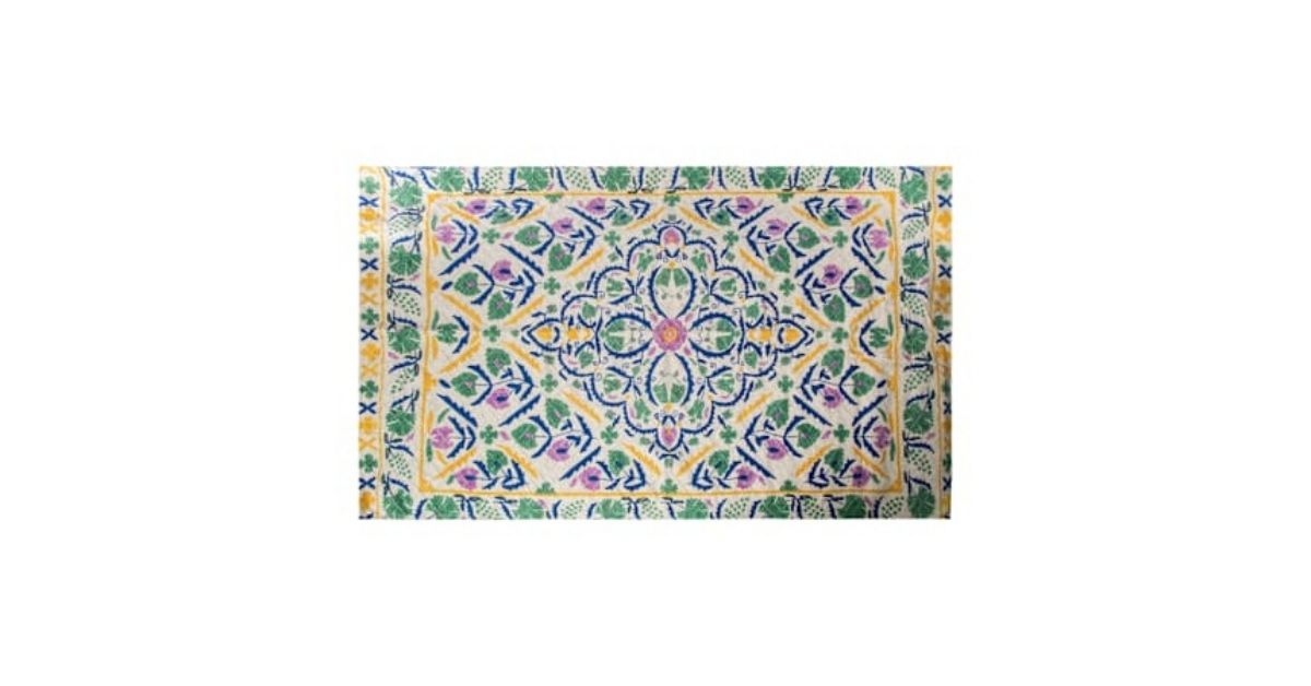cotton printed rug in green