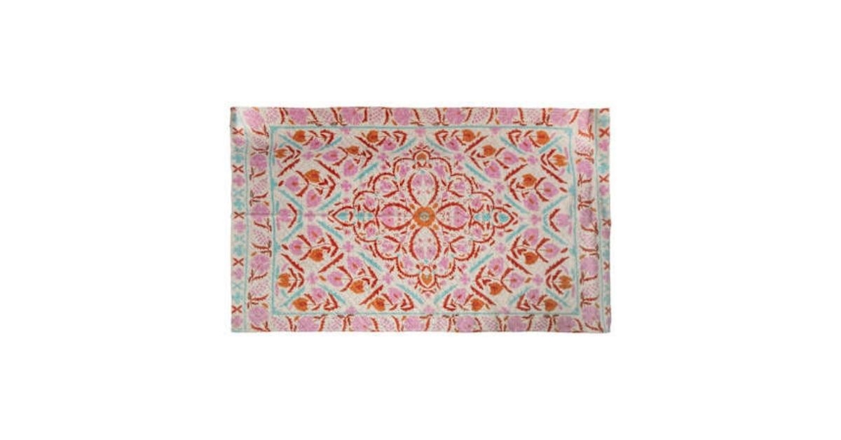 cotton printed rug in pink