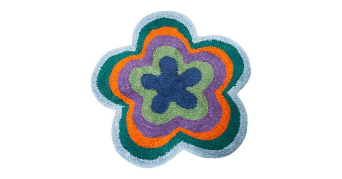 retro shaped rug floral