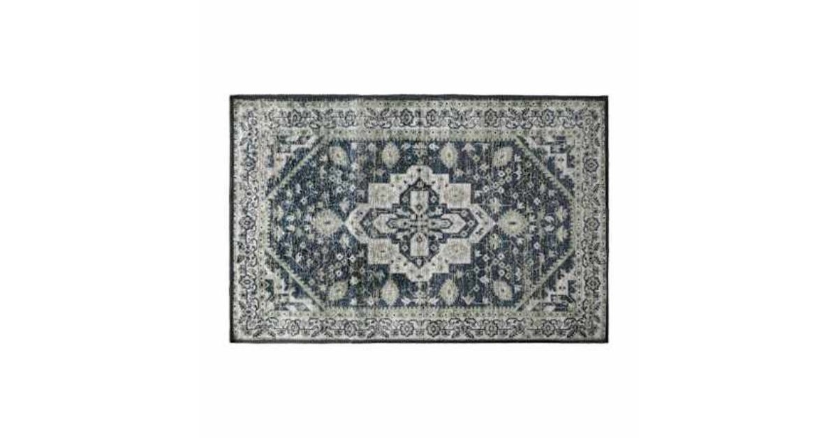 washable rug in blue