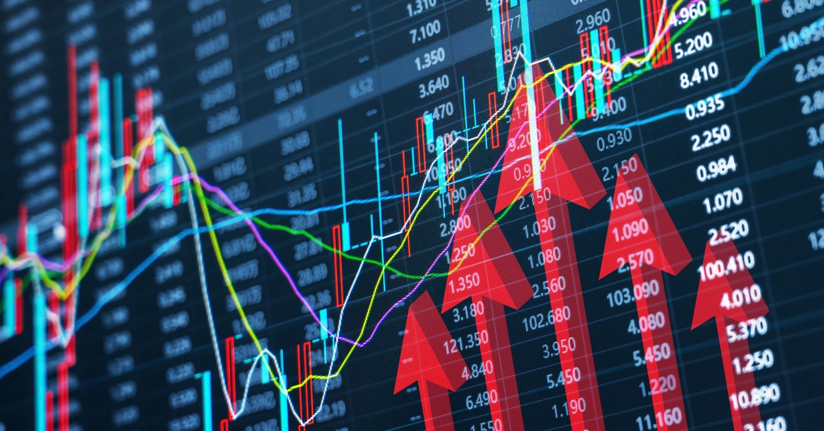 financial stocks upward trend concept