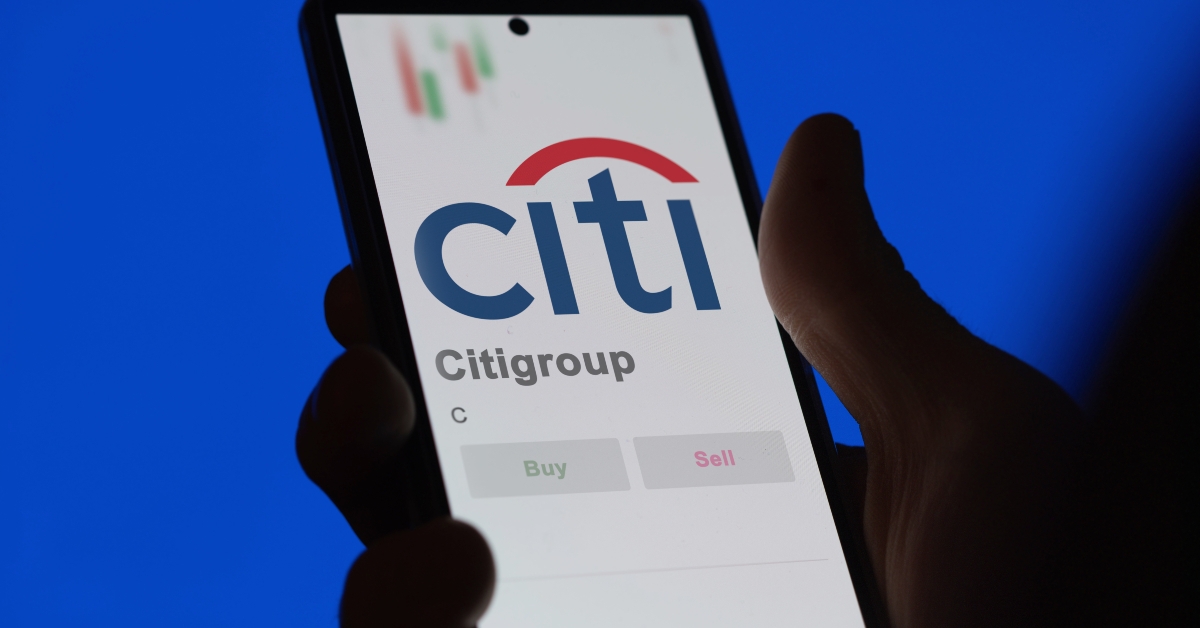 Close up on logo of Citigroup