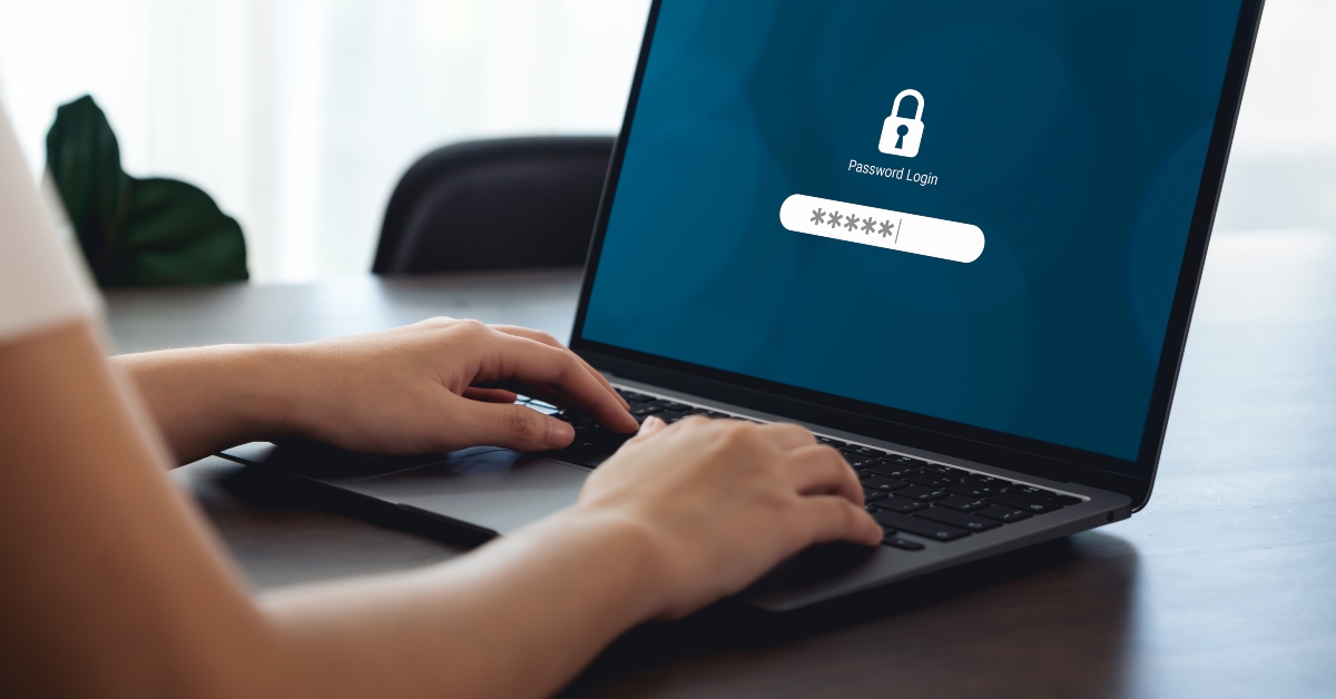 woman hand typing password security login 