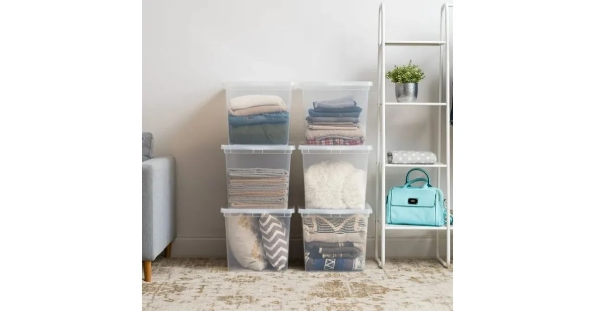 Mainstays Jumbo Stackable Plastic Closet Organizers Boxes