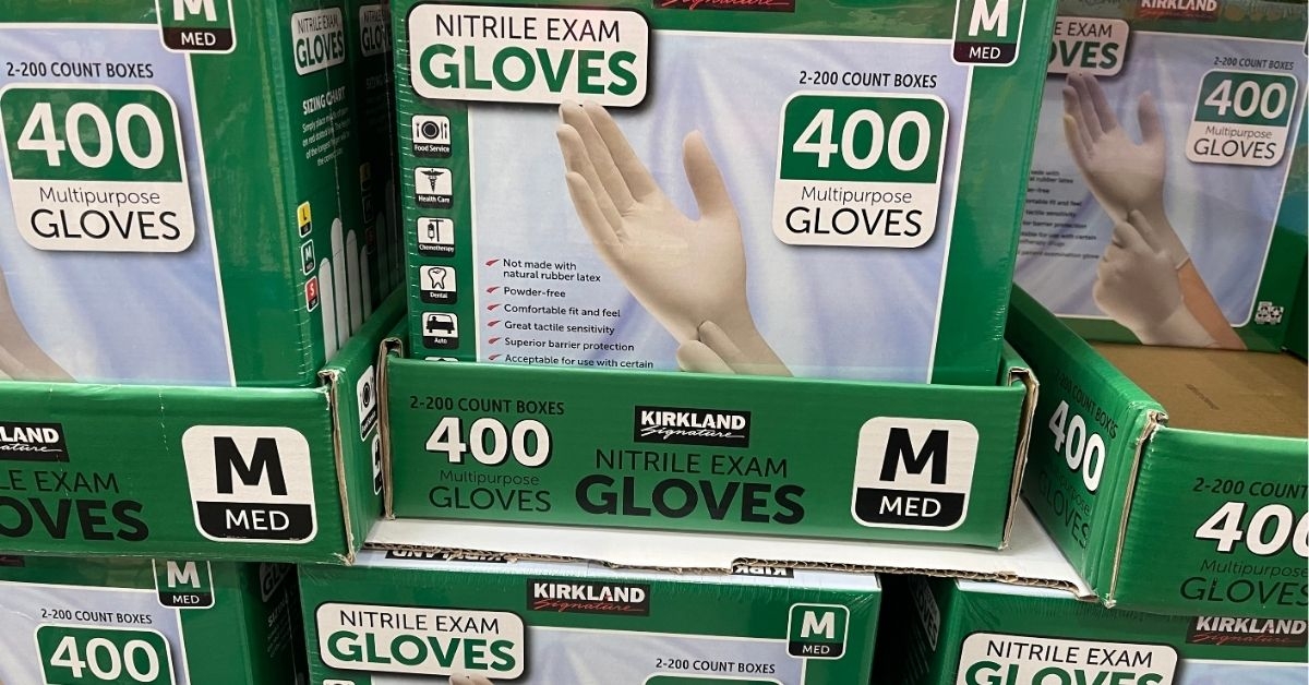 a display of disposable gloves