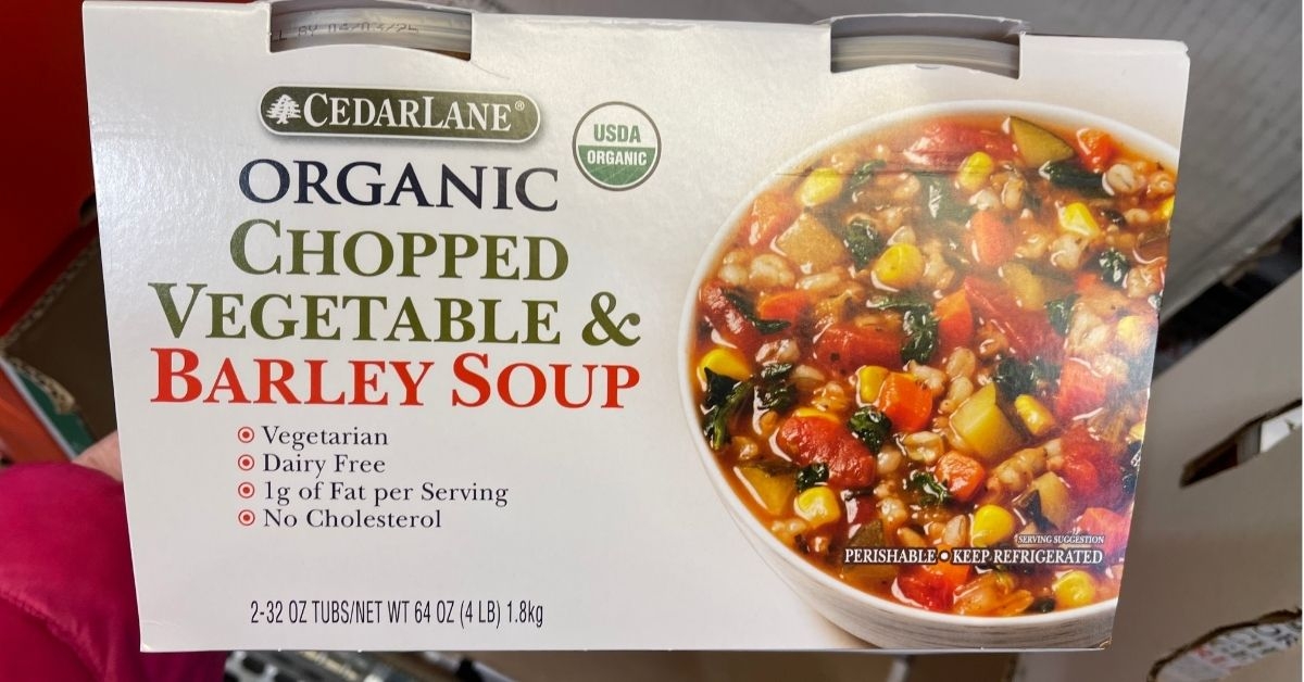 organic chopped vegetable and barley soup