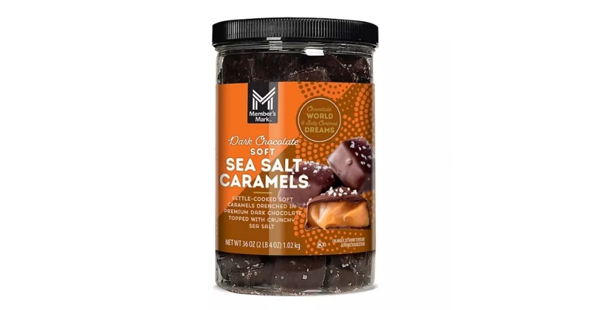 dark chocolate sea salt caramels in a jar