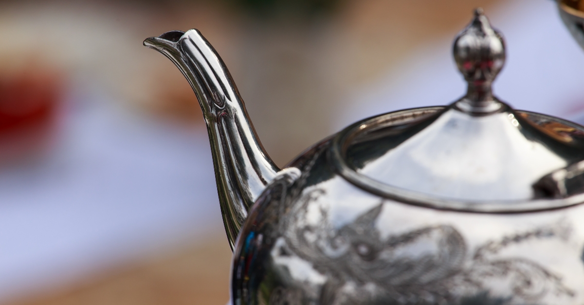 silver teapot