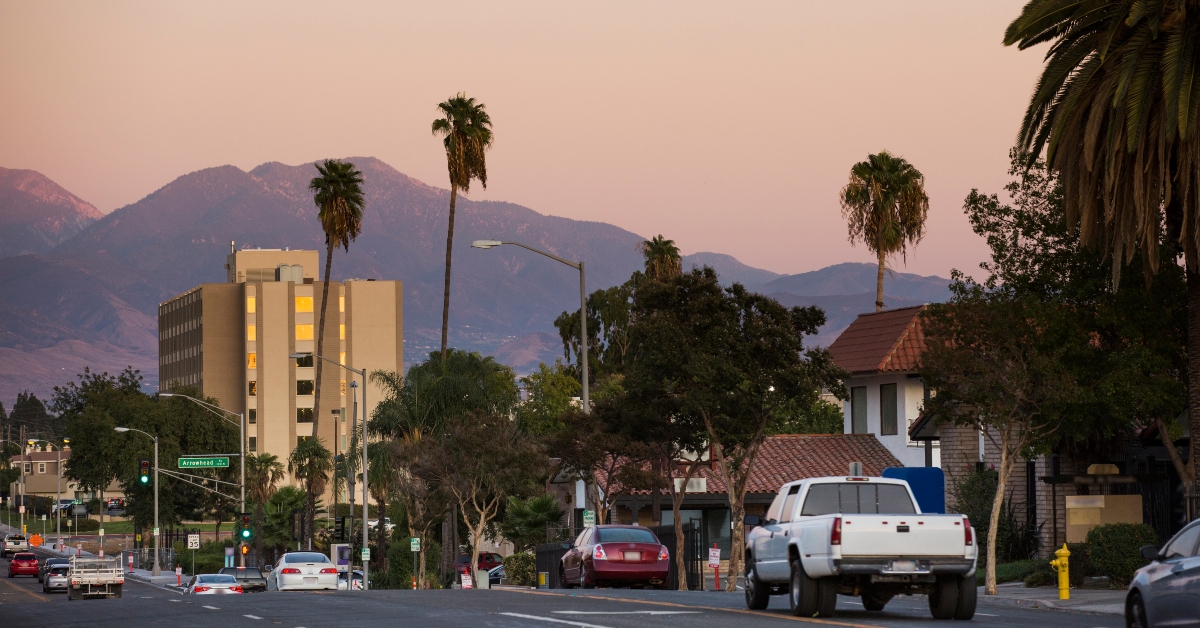 Twilight sunset view of San Bernardino