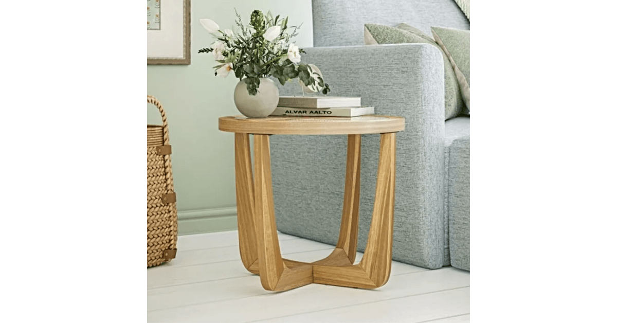 Beautiful Rattan & Glass Side Table